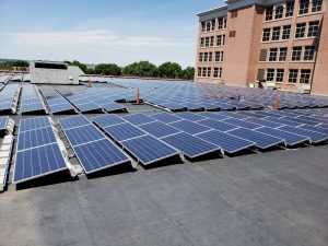 Ballasted solar mount on flat roof
