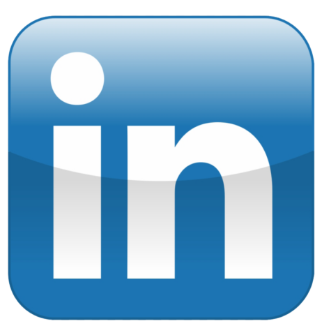 LinkedIn Icon, Blue Rounded Sqaure with white letters "I" "N"