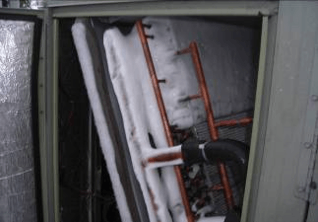 Frozen evaporator coil